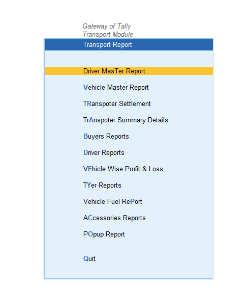 Tally Transport Modules