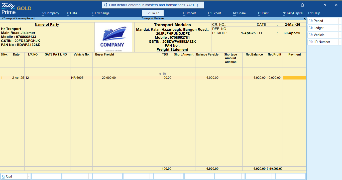 Tally Transport Modules