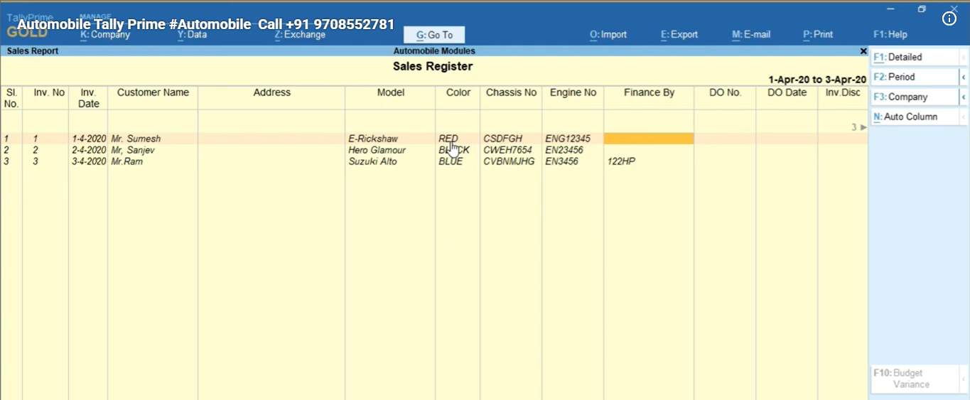 Automobile  Addon Tally Prime